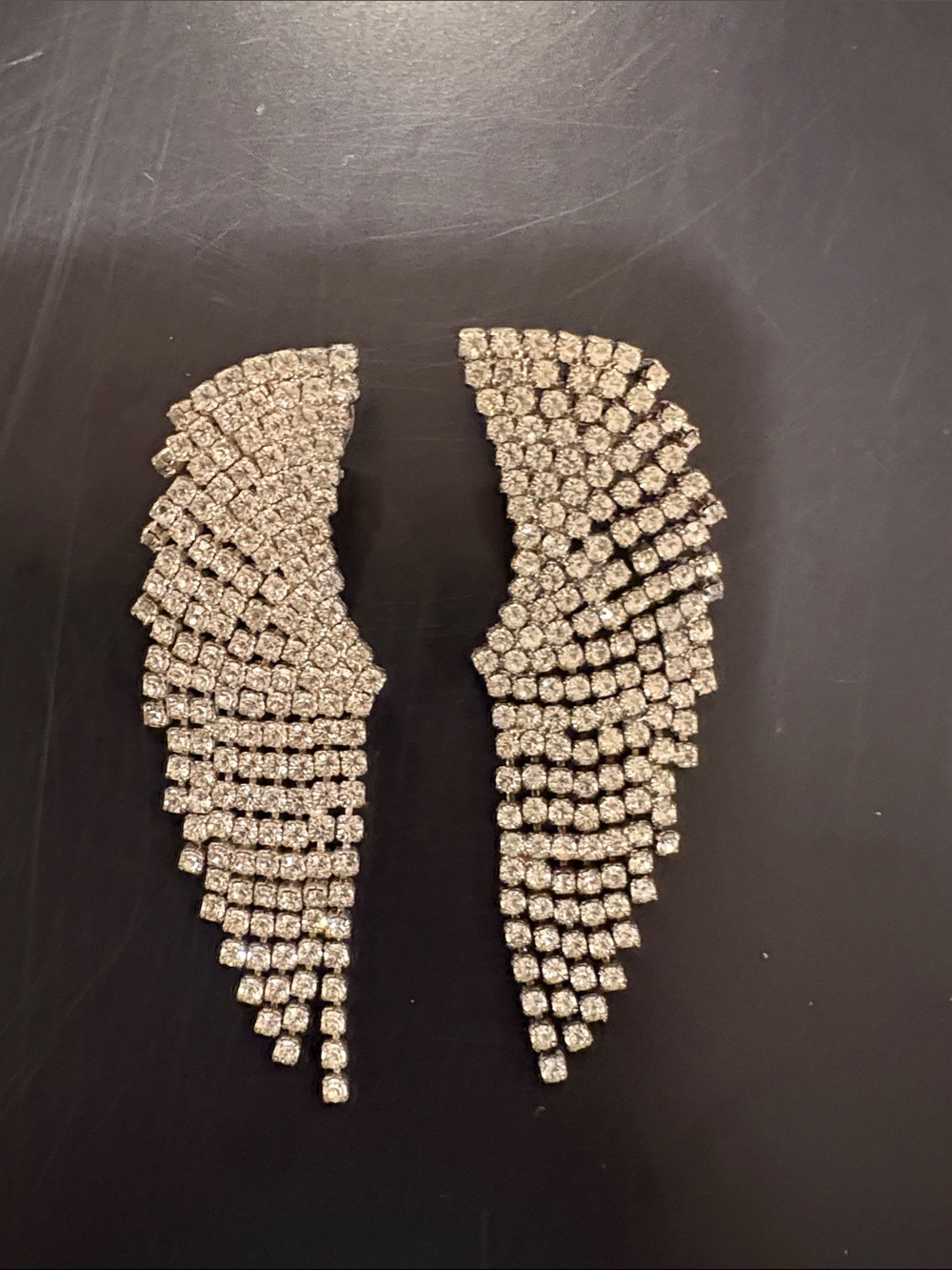 Vintage Style Rhinestone Waterfall Fringe Statement Earrings  Cocktail Bridal